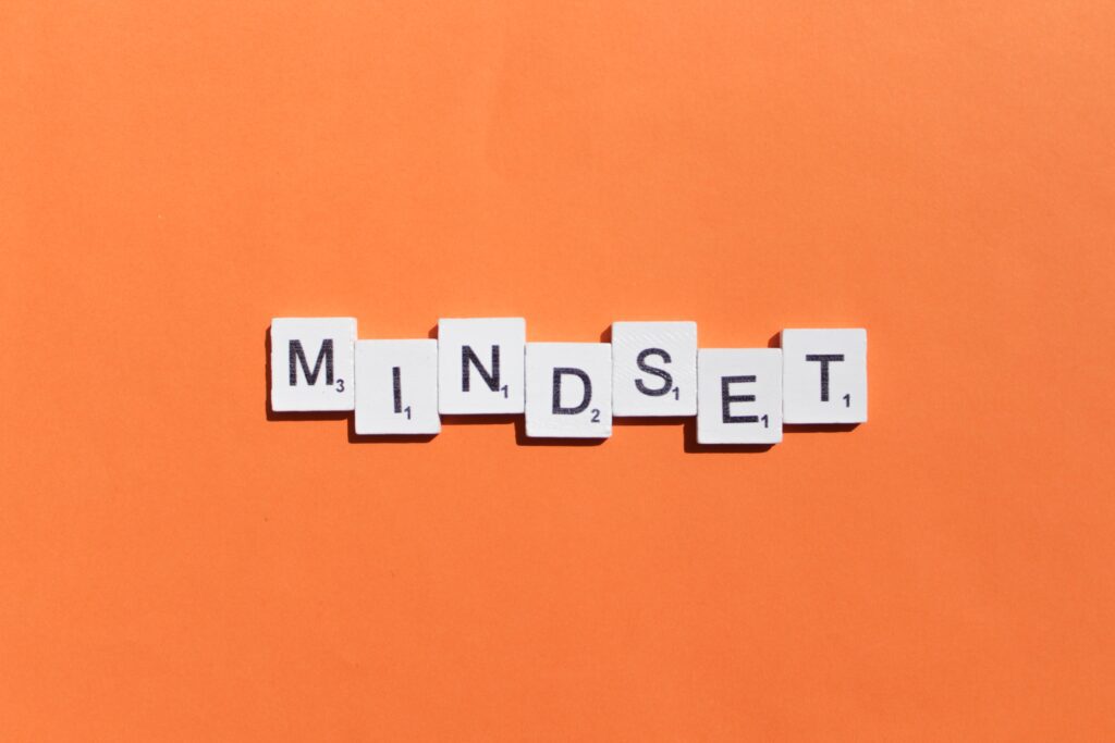 Mindset scrabble letters word on a orange background